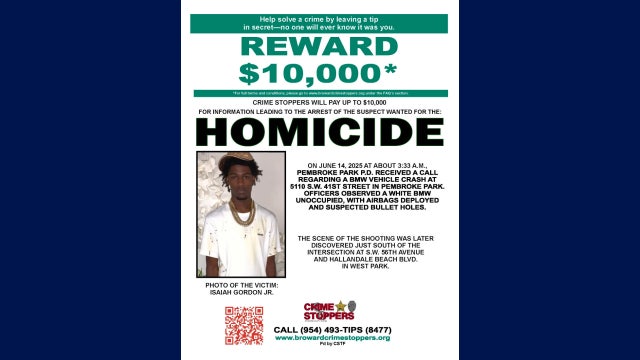Reward offered in fatal Broward County shooting of 20-year-old man