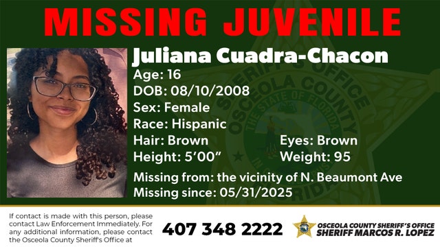 Osceola deputies searching for missing 16-year-old girl