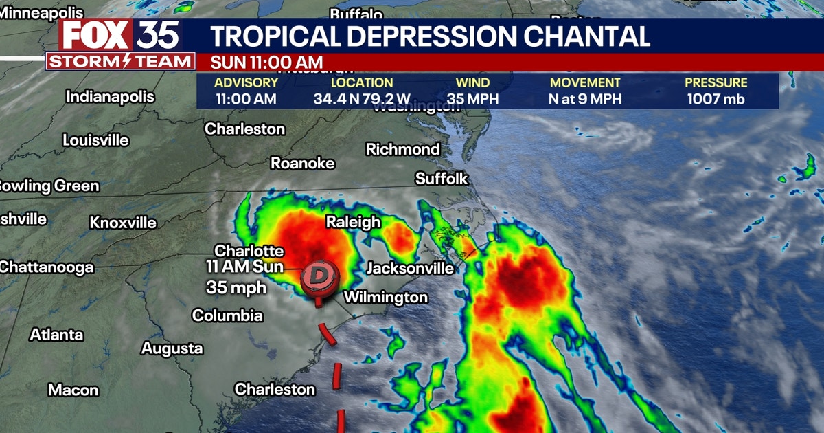 Tropical Storm Chantal weakens to tropical depression after making ...