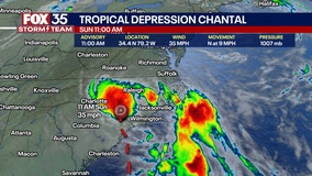 Tropical Storm Chantal weakens to tropical depression after making landfall in South Carolina