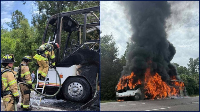Bus catches fire in Volusia County, causing 55 to be evacuated: Officials