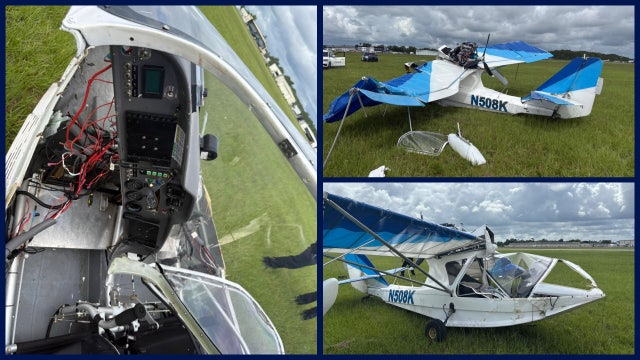 Plane makes hard landing in field near DeLand Airport, police say