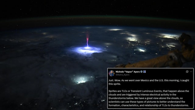 Astronaut photographs elusive luminous event from far above Earth
