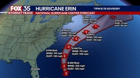Hurricane Erin live path tracker: Cone, spaghetti models, satellite, forecast