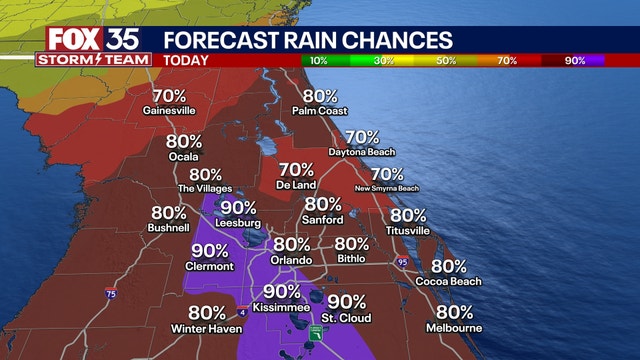 Orlando weather: Scattered showers, thunderstorms across Central Florida