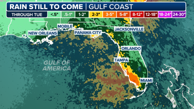 Florida, Gulf Coast face weekend washout amid waves of tropical downpours