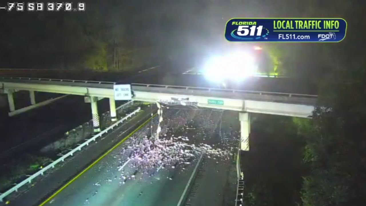 I-75 southbound lanes reopen in Marion County after dump truck