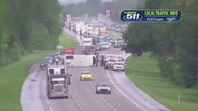 I-95 southbound lanes partially reopened in Ormond Beach after crash with overturned trailer, FHP