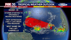 Invest 91L: Disturbance likely to become tropical depression, Tropical Storm Gabrielle, NHC says