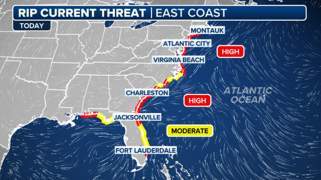 Stalled weather pattern to bring coastal flooding, rip currents to mid-Atlantic, Southeast and Florida