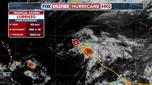 Tropical Storm Lorenzo expected to take unique track around Atlantic Ocean