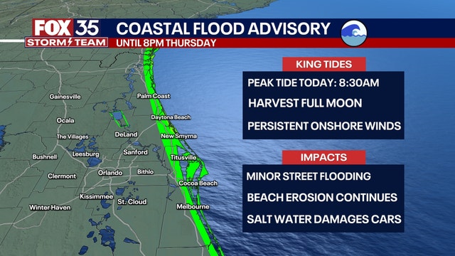 Orlando weather: Mostly dry day as Flood Advisory remains in place for local beaches and coastlines