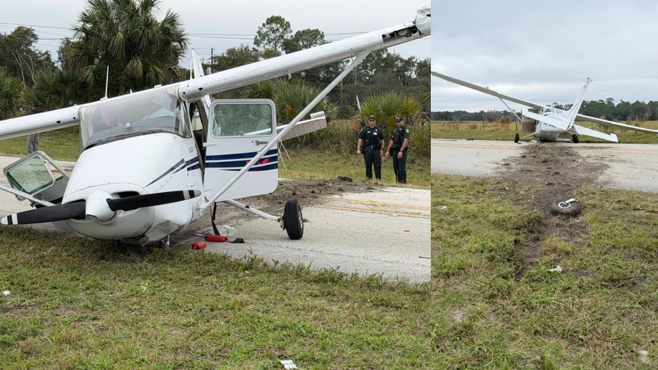 Small plane crash-lands on road in DeLand; 2 hurt, officials say