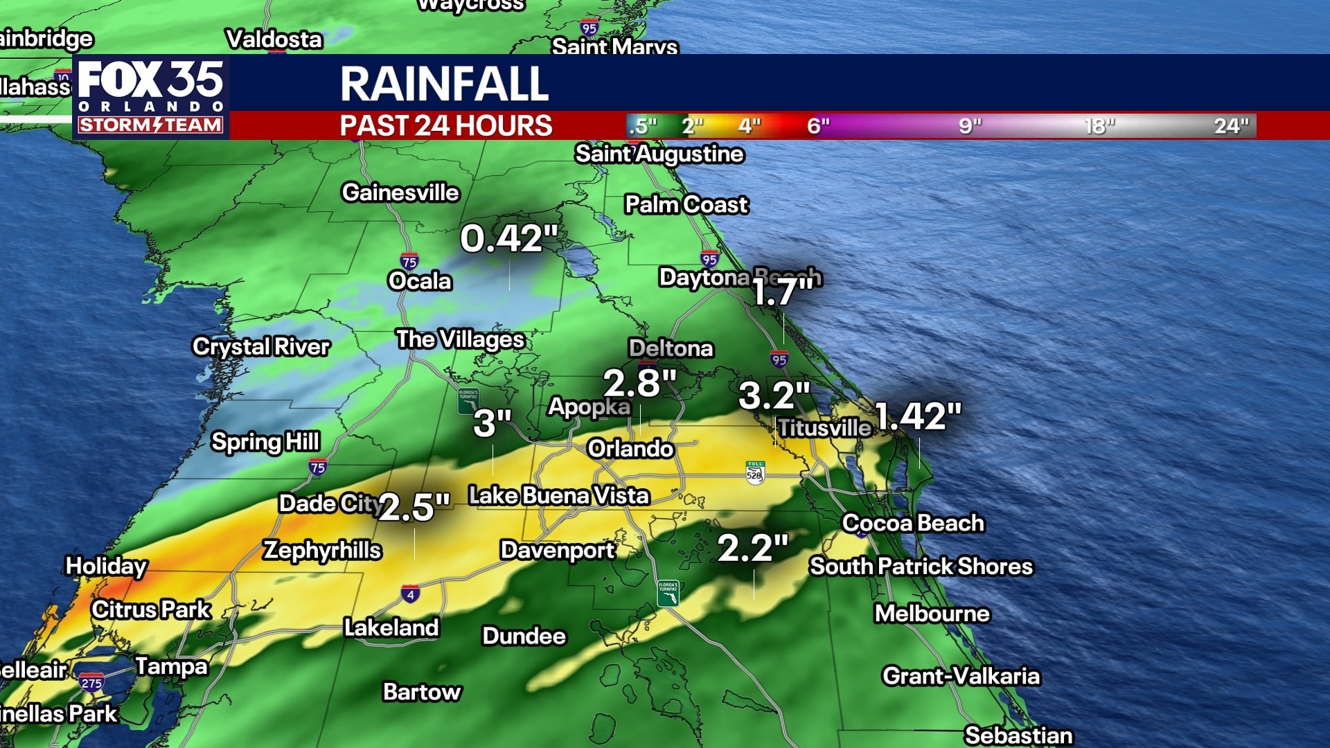 Rainfall totals: Here's how much fell in Orlando, Central Florida