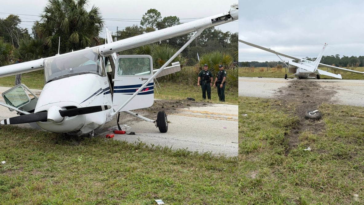 Small plane crash-lands on road in DeLand; 2 hurt, officials say