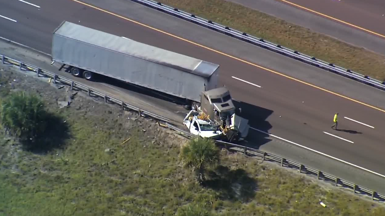 Traffic worker killed in I-95 semi truck crash: FHP