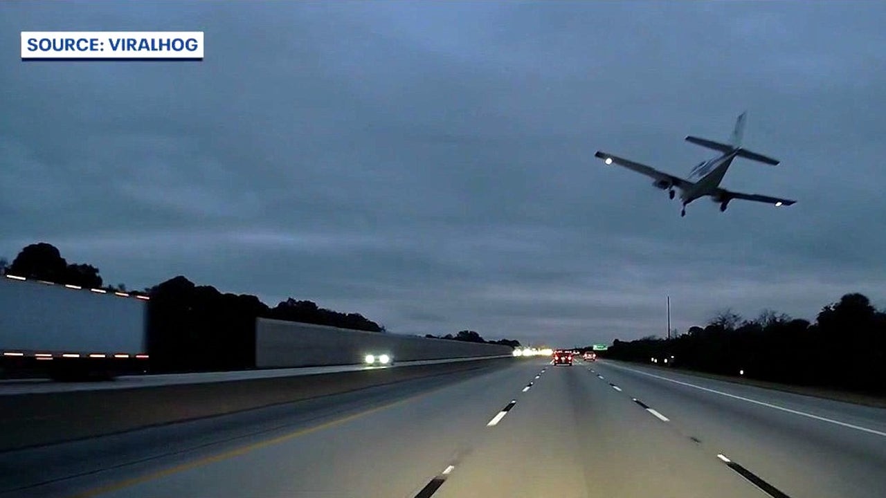 Father, son escape plane crash by seconds while driving down I-95