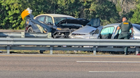 Trooper injured after pursuit on I-95 in Brevard ends with crash into guardrail, FHP says