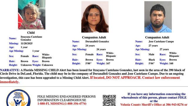 Missing Child Alert issued for missing 1-year-old girl in Volusia County; parents sought