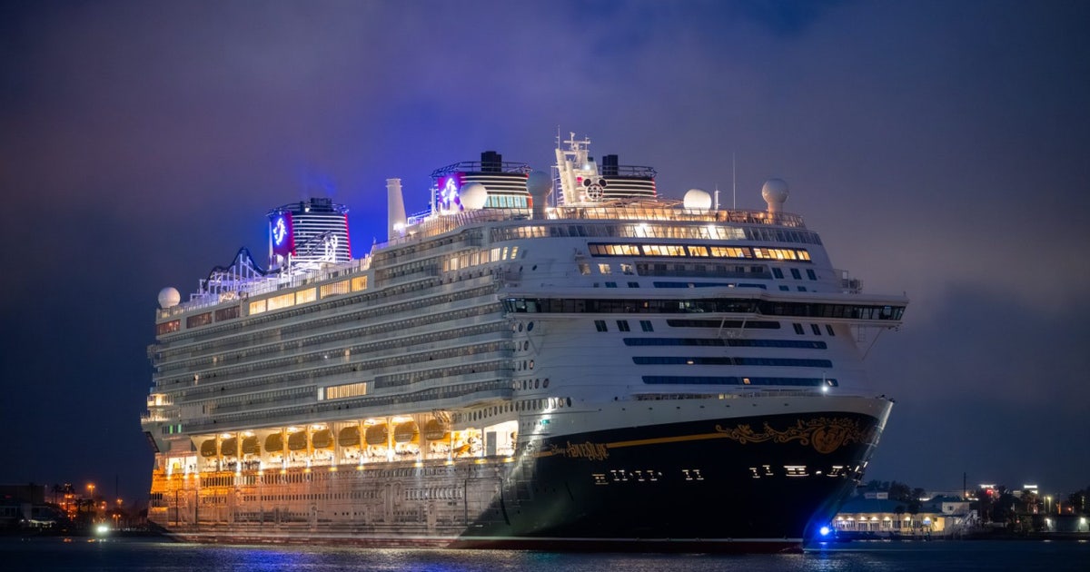 Disney Adventure cruise ship arrives at Port Canaveral on its way to Singapore