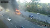1 in critical after crash leads to semi fire on I-95, officials say