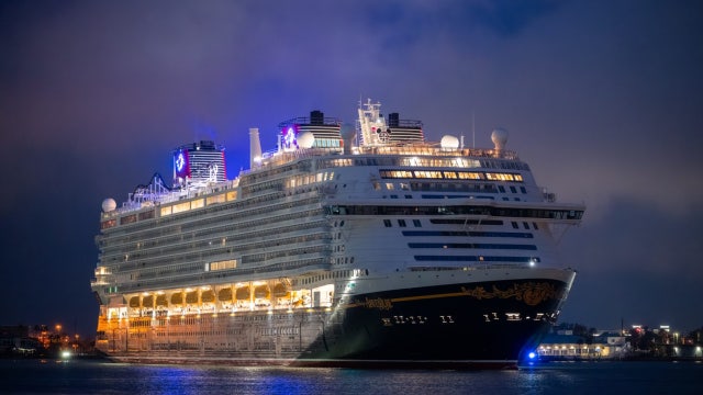 Disney Adventure cruise ship arrives at Port Canaveral on its way to Singapore
