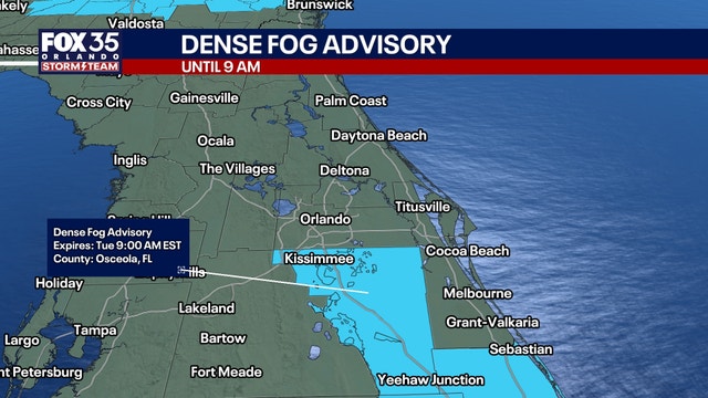Dense fog to start the morning in Central Florida