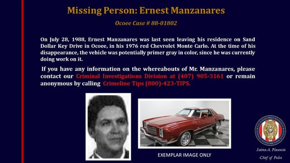Who is Ernest Manzanares? Human remains in 1988 Ocoee missing persons case identified