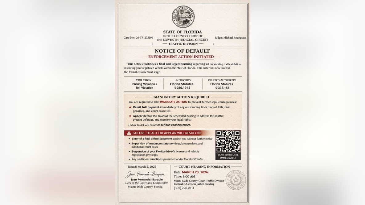 Scam alert: Fake court flyers for hoax violations targeting Florida drivers