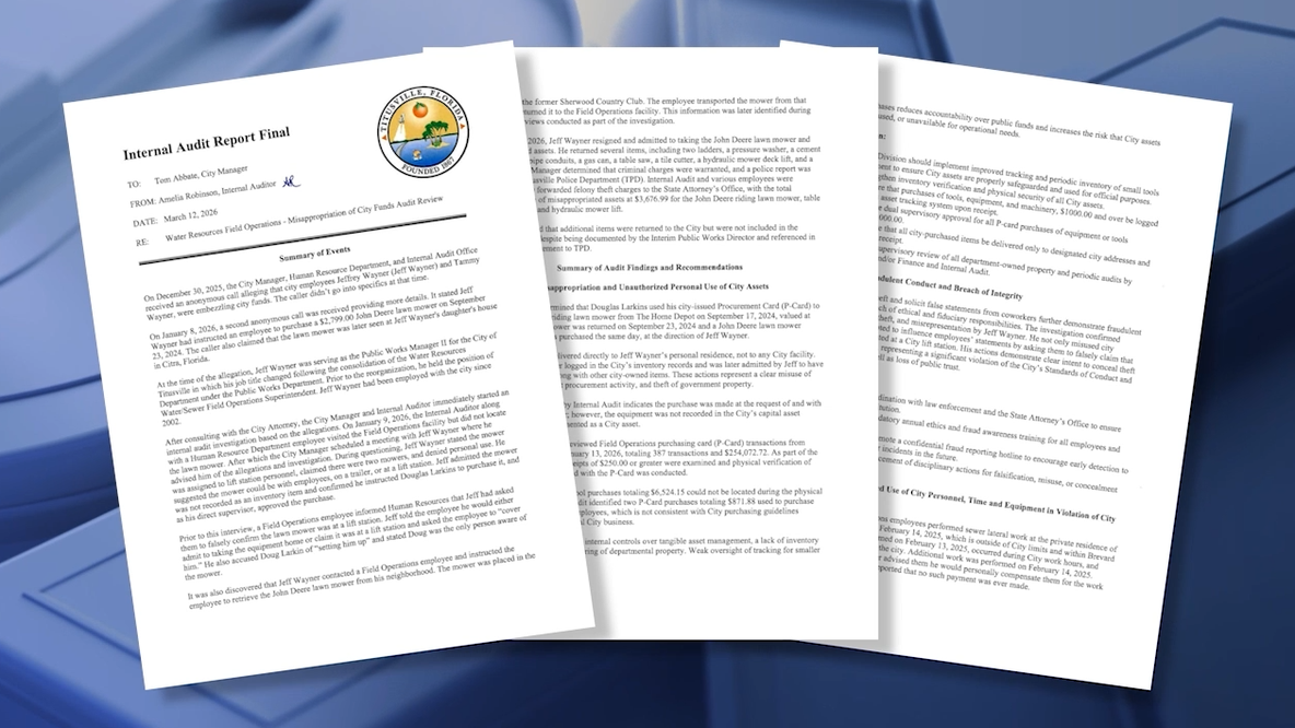 Titusville audit results: 'Significant misconduct,' misuse of city assets, funds, equipment