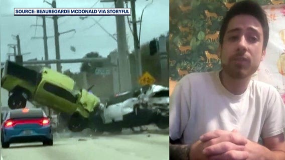 3 hospitalized after Melbourne truck crash caught on camera sends car airborne