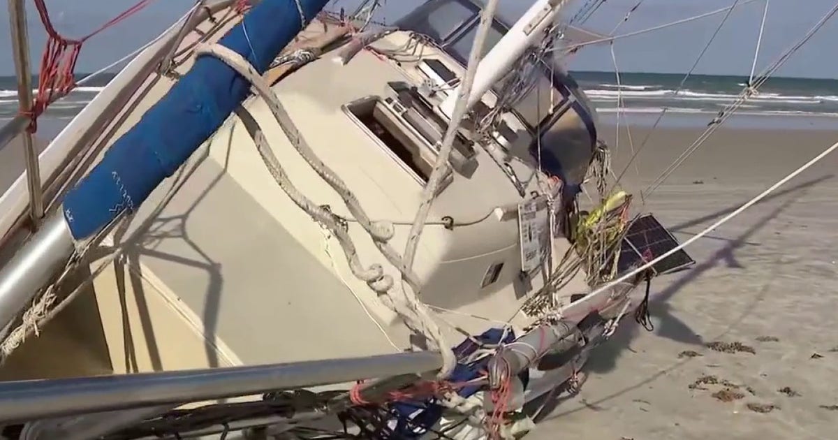 Sailboat washes ashore at New Smyrna Beach after storm, third grounding in recent weeks