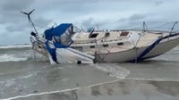 Rough weather strands sailboats in New Smyrna Beach