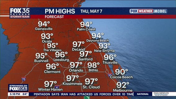 Orlando weather: Heat advisory 3 degrees from 100