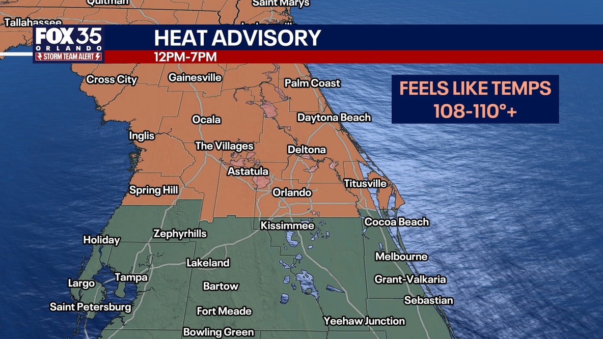 Orlando weather: Heat advisory for parts of Central Florida, 'feels-like' temps climb above 100