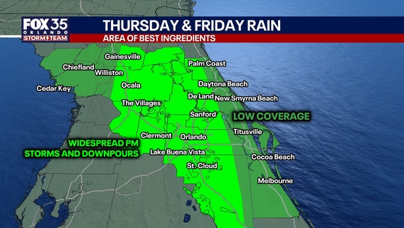 Orlando weather: Daily thunderstorms expected along I-4 corridor into weekend