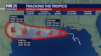 Tropical Storm Bertha continues moving west across Gulf, bringing strong winds, heavy rain, coastal flooding