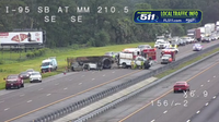 Overturned truck and trailer shuts down I-95 northbound in Brevard County