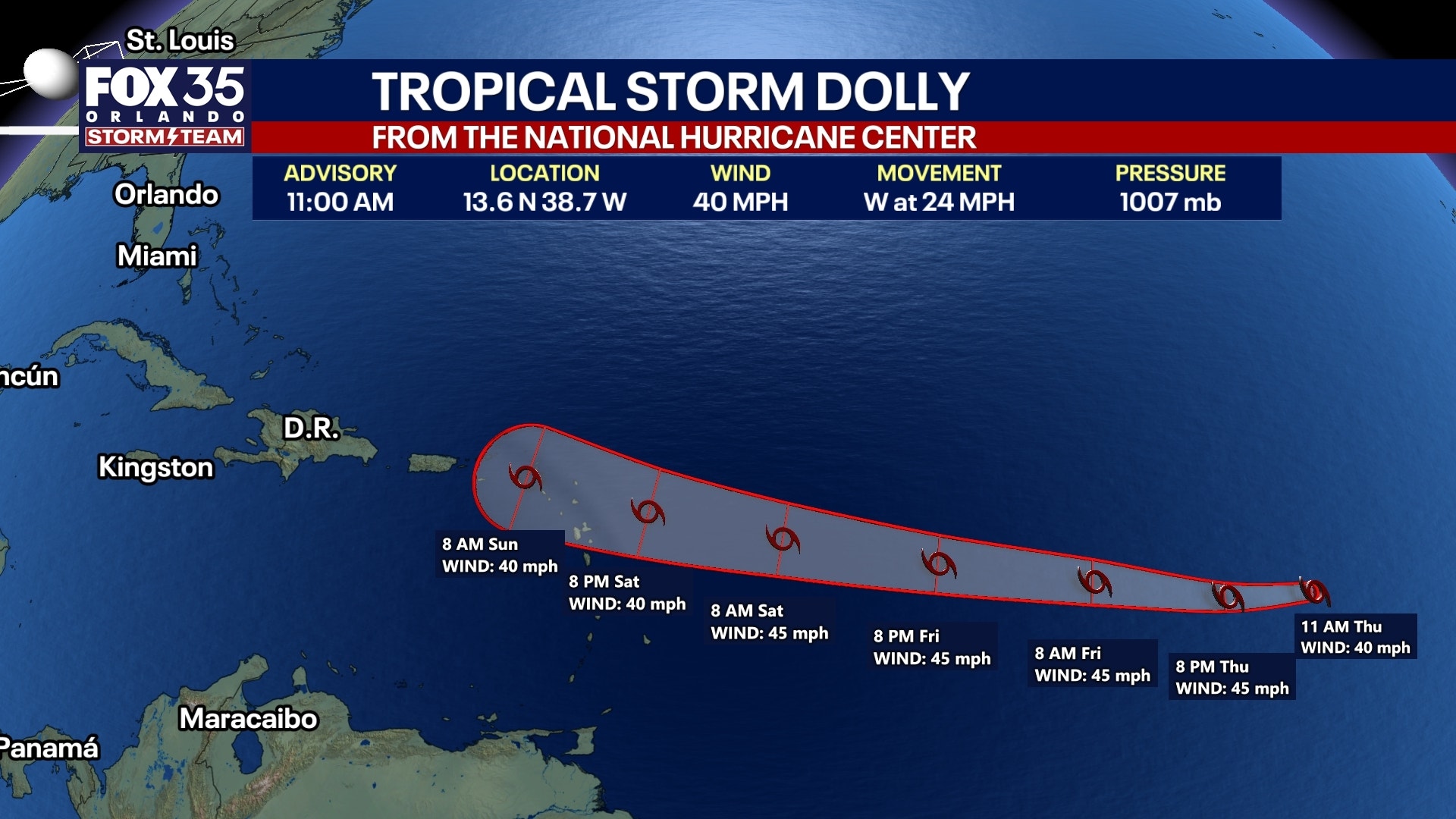 NHC: Tropical Storm Dolly forms in the Atlantic