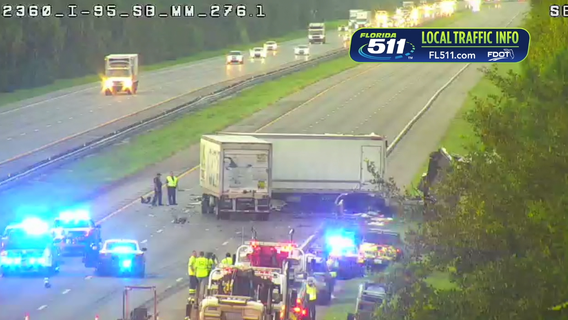 1 dead in fiery semi truck crash on I-95: FHP