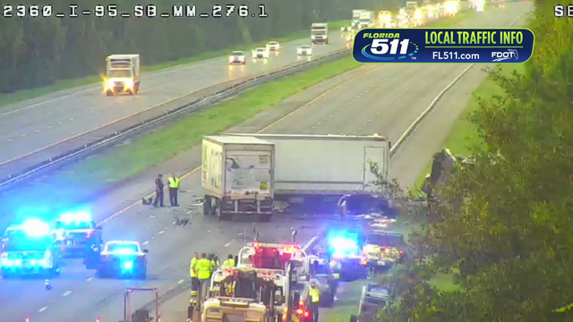 Deadly semi-truck crash closes SB I-95 in Ormond Beach, FHP says