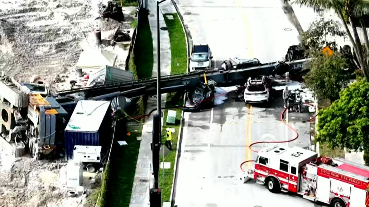 Reports: 4 hurt after crane collapses in Miami neighborhood