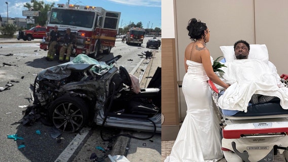 Central Florida groom survives head-on crash, marries bride hours later from hospital bed