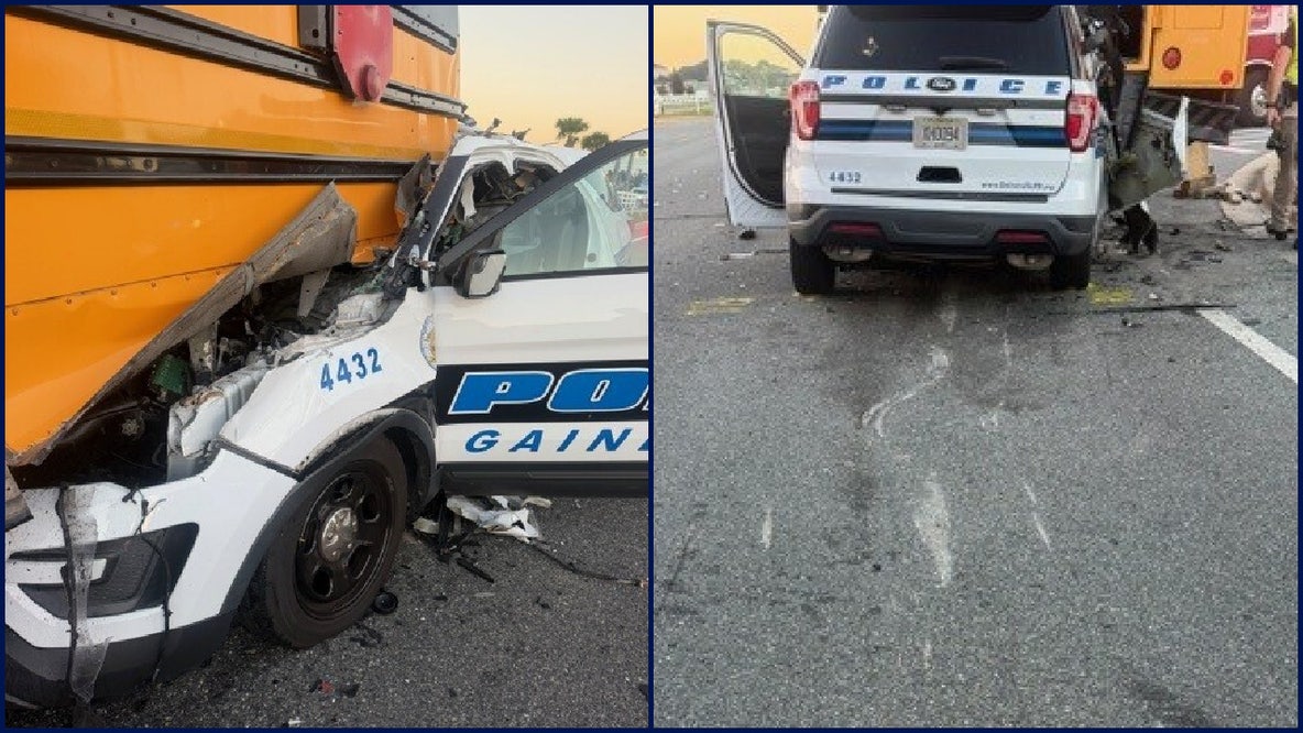 Gainesville officer crashes into Marion County school bus, seriously hurt; 3 injured on bus, FHP says