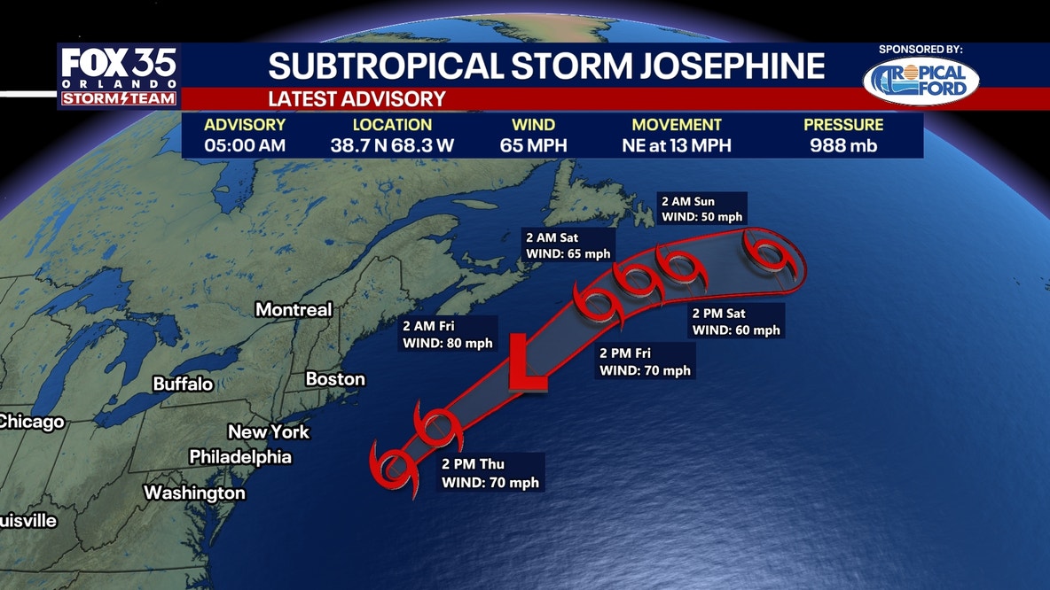 Subtropical Storm Josephine continues to move away from US
