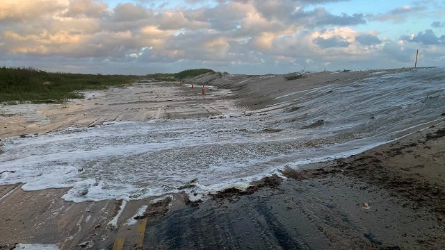 Coastal flooding closes parts of Playalinda Beach as high winds and waves batter shoreline
