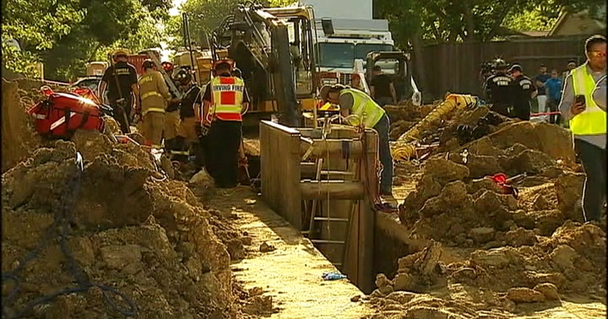 Irving rescue crews free construction worker trapped in trench | FOX 4 ...
