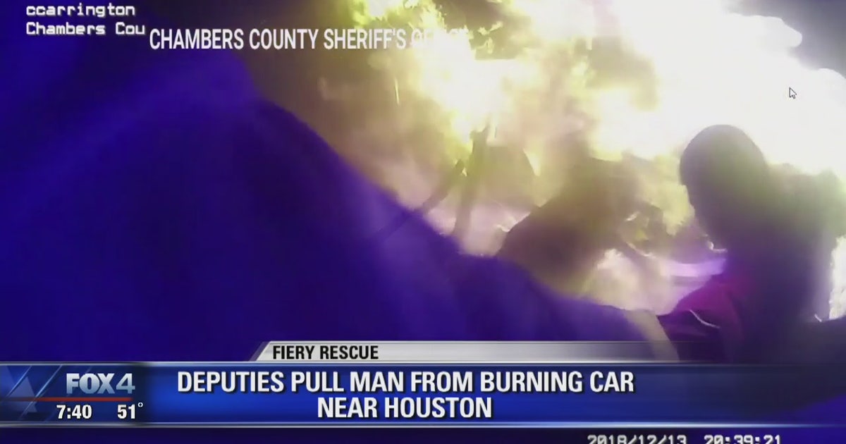 Dramatic rescue video shows Texas deputies save man after fiery wreck ...