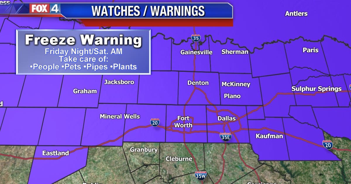 Freeze warning for parts of North Texas overnight into Saturday | FOX 4 ...