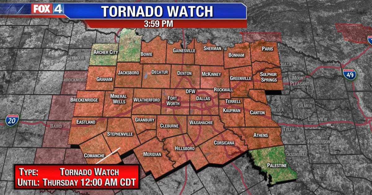 Tornado Watch issued for much of North Texas until midnight | FOX 4 ...